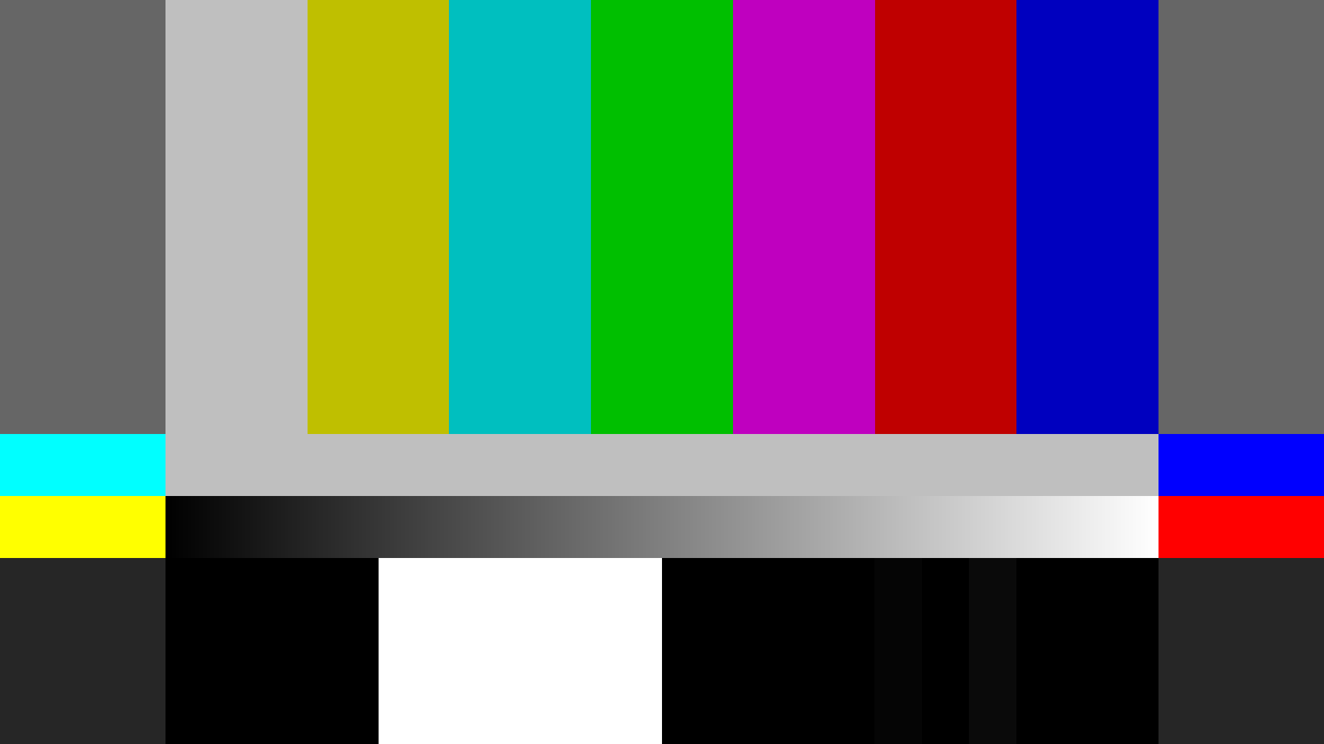 HD 75 percent color bars with gray ramp and PLUGE